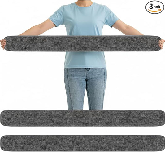 3 Pcs Large 48 Inch Commercial Replacement Microfiber Pads Reusable Wrestling Wet Mop Refill Pads for Flat Mop Frames Wet and Dry Use (Micronfiber & Cotton,Grey)
