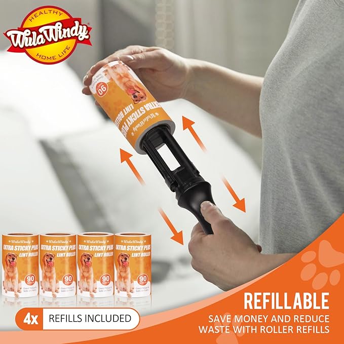 WulaWindy Lint Roller for Pet Hair, Extra Sticky Lint Rollers Pet Hair Remover for Clothes, Work Great on Pet Hair Value Pack (4 Pack) (6 Pack)