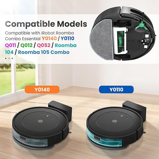 6 Pack Mop Replacement for iRobot Roomba Combo Essential Robot Vacuum & Mop Y0140 / Y0110 / Q011 / Q012 / Q052/ Roomba 104 / Roomba 105 Combo, Microfiber Washable Mopping Pads
