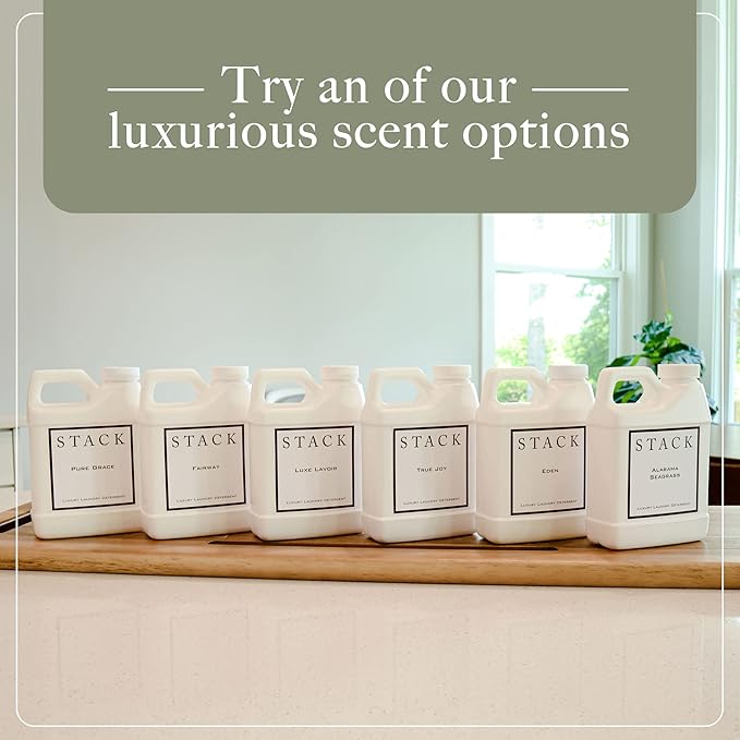 STACK Luxe Lavoir Luxury Laundry Detergent - Premium Scented Laundry Detergent for HE & Standard Washers - Infused with Lavender & Musk - Paraben & Dye Free - Gentle & Effective Cleaning - 16 oz