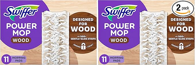 Swiffer PowerMop Wood Mopping Pad Refills for Floor Cleaning, 11 Count (Pack of 2)