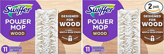 Swiffer PowerMop Wood Mopping Pad Refills for Floor Cleaning, 11 Count (Pack of 2)
