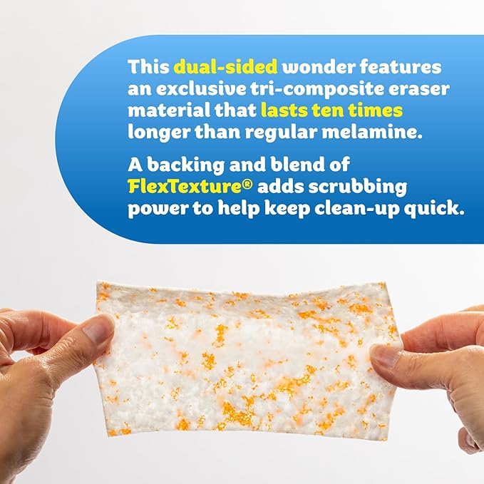 Scrub Daddy Eraser Daddy Sheets - 10x More Durable Than Traditional Erasers with Scrubbing Gems - Removes Dirt, Scuffs & Stains - Water-Activated (6 Pack)