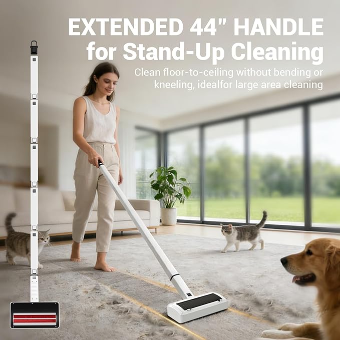 Pet Hair Remover for Carpet, Electric Lint Roller Adjustable Handle Reusable Carpet Rake Dog Cat Hair Removal Tool for Carpets, Rugs, Furniture