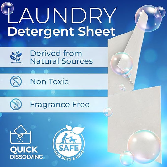 Gull Living Laundry Detergent Sheets Unscented - 60 Loads - Dissolves Quickly, Removes Stains & Odors - Home and Travel Laundry Sheets Detergent