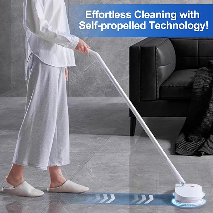 Cordless Electric Spin Mop - Power Mop with 2 Floor Scrubber Pads & Automatic Cleaning Bucket Suitable for Wooden, Marble, Tile, Hardwood Floor