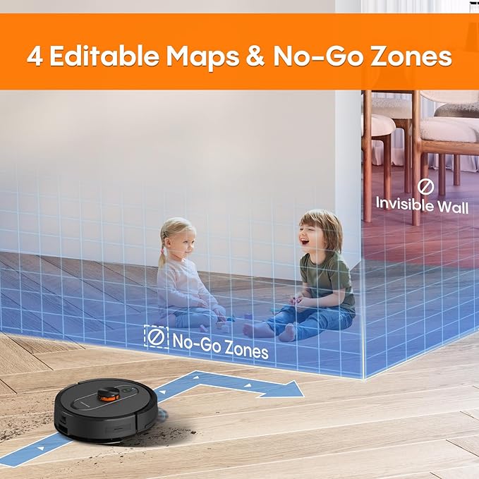 Robot Vacuum and Mop with Self-Emptying, Robotic Vacuum with 90-Day Hands-Free, Mapping, 5000Pa, LiDAR Navigation, Cleaning, Wi-Fi/App/Alexa Control, No-Go Zones,Ideal for Pet, Hard Floors, Carpet