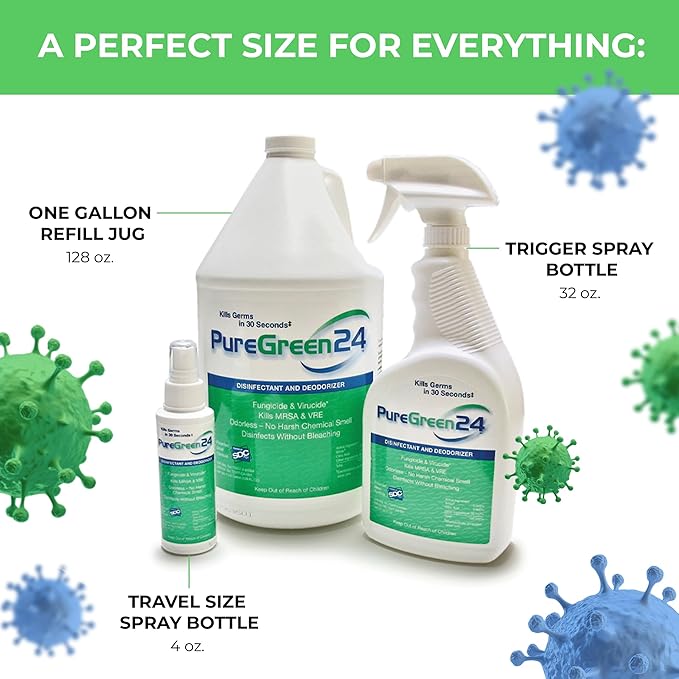 Safe & Effective Disinfectant. Kills Deadly Germs including RSV COVID-19 Norovirus MRSA Staph 2025 flu Bird flu Contains no toxic chemicals odorless child & pet safe 1 4oz spray bottle