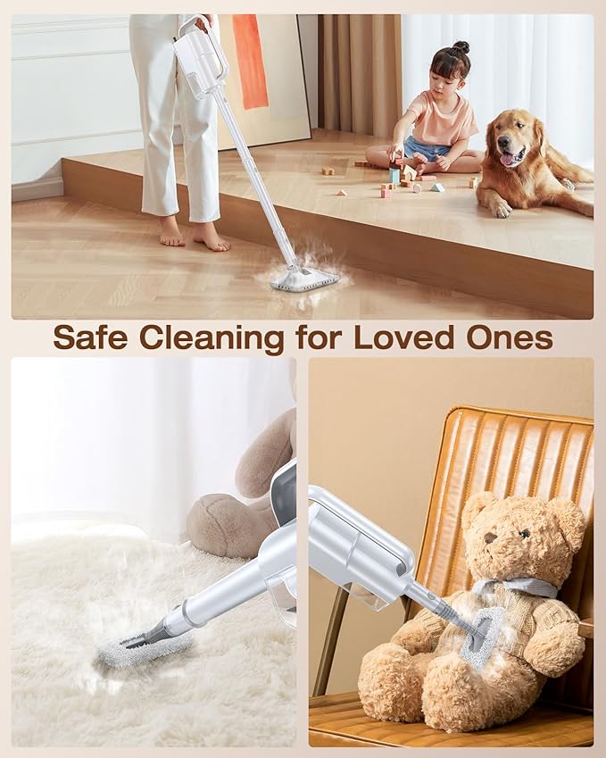LABIGO 10-in-1 Steam Mop with Detachable Handheld Steamer, 350ml Tank, 10s Heat-Up, 248°F Steam Cleaner, 3-Level Control and Swivel Head for Floors, Carpets, Tiles, BBQ grill and Multi-Surface
