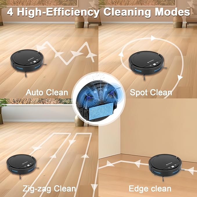 Robot Vacuums and Mop, Sweeping and Mopping Robot Wi-Fi/Voice/App Robot Vacuum pet Hair,Drop Proof,Electric Floor Cleaner for Mopping,Ultra Slim,Ideal for Hard Floors, Carpets