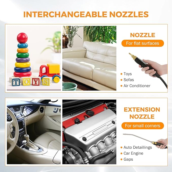 BEAMNOVA 2500W Car Steamer for Auto Detailing, High Pressure Handheld Steam Cleaner with Water Container, Portable Electric Steam Cleaning Machine