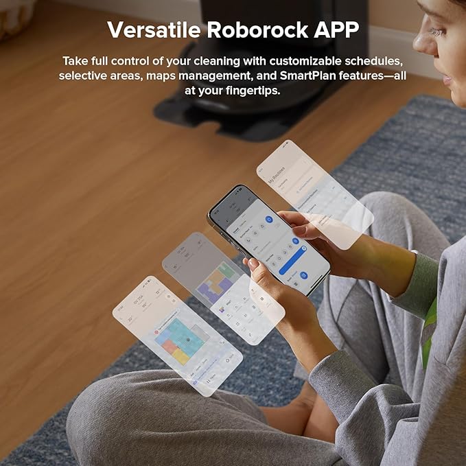 roborock Qrevo Series Robot Vacuum and Mop, 8000Pa Suction, Upgraded from Qrevo S, Anti-Tangle Brushes, Smart Obstacle Avoidance, Auto Mop Washing, All-in-One Dock, 200RPM Spinning Mops, Black(QV 35A)