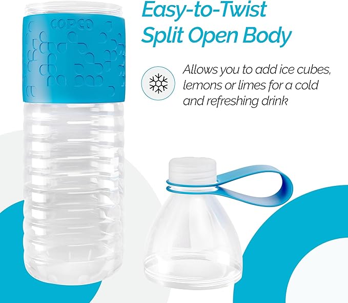 Copco Hydra 20 oz Tritan Water Bottle with Spill Resistant Lid & Non-Slip Sleeve - BPA-Free, Dishwasher Safe, Fits in Cup Holders, Great for Gym, Travel, Office - Durable & Lightweight (Blue)