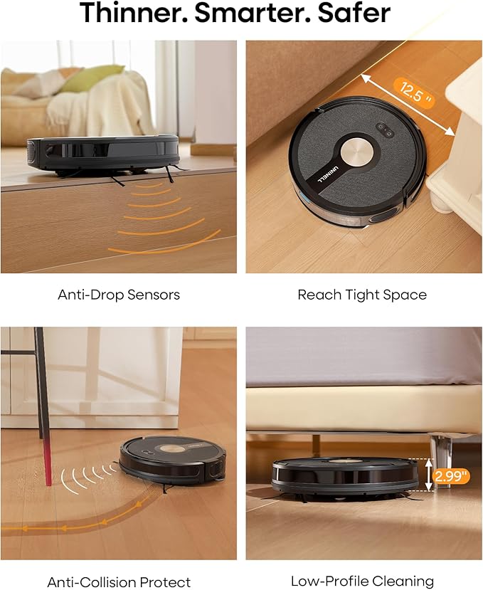 Robot Vacuum and Mop Combo,5000Pa Robotic Vacuum Cleaner,180mins Runtime Vacuum Robot with App/Remote/Alexa Control, Ideal for Hard Floor/Carpet/Pet Hair, Self-Charge,Schedule Clean(UR1)