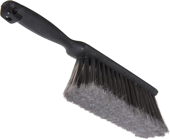 SPARTA Flo-Pac Counter Brush, Bench Brush, Dustpan Brush with Flagged Bristles for Counters, Floors, And Fireplace, 8 Inches, Gray