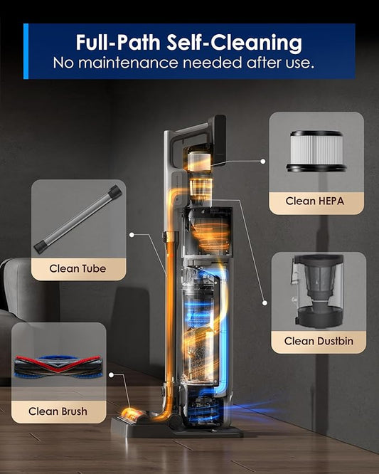 Tineco Pure ONE Station 5 Pro Cordless Vacuum, Automatic Dust Collection, Full-Path Self-Cleaning, ZeroTangle Brush, Up to 100 Minutes Runtime, Stick Vacuum Cleaner for Pet Hair, Carpet & Hard Floor