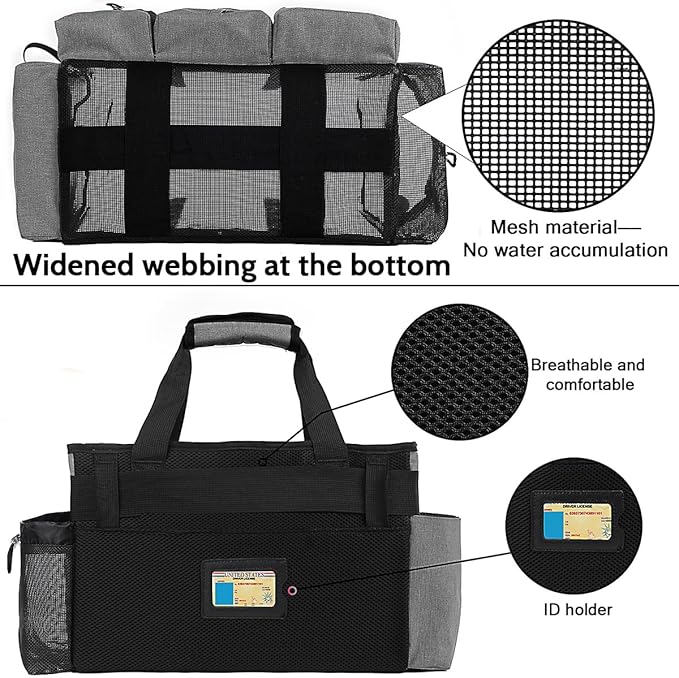 Large Cleaning Caddy Bag Built-in Sturdy Support Board, Cleaning Organizer with Detachable Divider, Cleaning Supply Tote with Adjustable Shoulder Strap&Waist Belt for Cleaners & Housekeeper