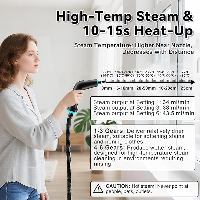 Steam Cleaner, 2500W Portable Handheld Steamer for Cleaning, Large Capacity Tank Pressurized Steam Cleaning Machine for Home, Car, Bathroom, Kitchen, Furniture, Grout, Floor, Tile