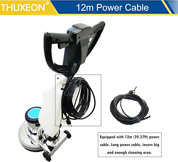 18" Commercial Floor Scrubber Buffer, Heavy Duty Polisher Machine- 1100W Motor, 12L Tank for Hotel Carpet/Tile Cleaning, Butterfly Handle, Low Noise 110V