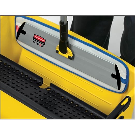 Rubbermaid Commercial Products HYGEN Microfiber Mop Bucket with Press Wringer, 26", Yellow, for Janitorial/Professional Cleaners and Heavy-Duty Industrial Mopping/Wringing/Cleaning
