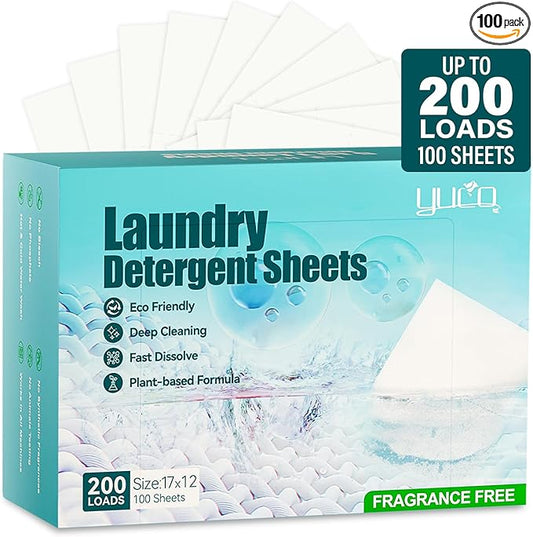 Laundry Detergent Sheets 200 Loads Unscented Laundry Soap Sheets Compact Lightweight Liquidless Biodegradable Plastic Free Alternative to Liquid & Powder Detergent