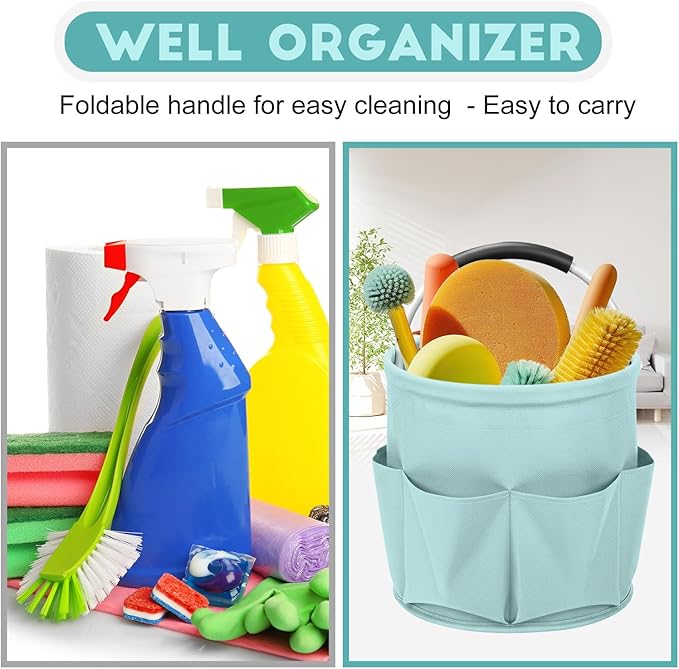 Cleaning Caddy for Cleaning Supplies,17L Cleaning Supply Caddy with Handle Foldable Cleaning Supplies Organizer Bucket Cleaning Products Organizers for Home, Garden (Light Blue)