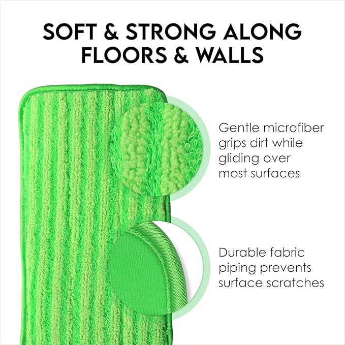 Reusable Microfiber Mop Pads Replacement – 4-Pack, Thick & Absorbent 18-Inch Washable Cleaning Pads, Hook-and-Loop Attachment, Compatible with Bona, Rubbermaid, Libman, Bruce & More