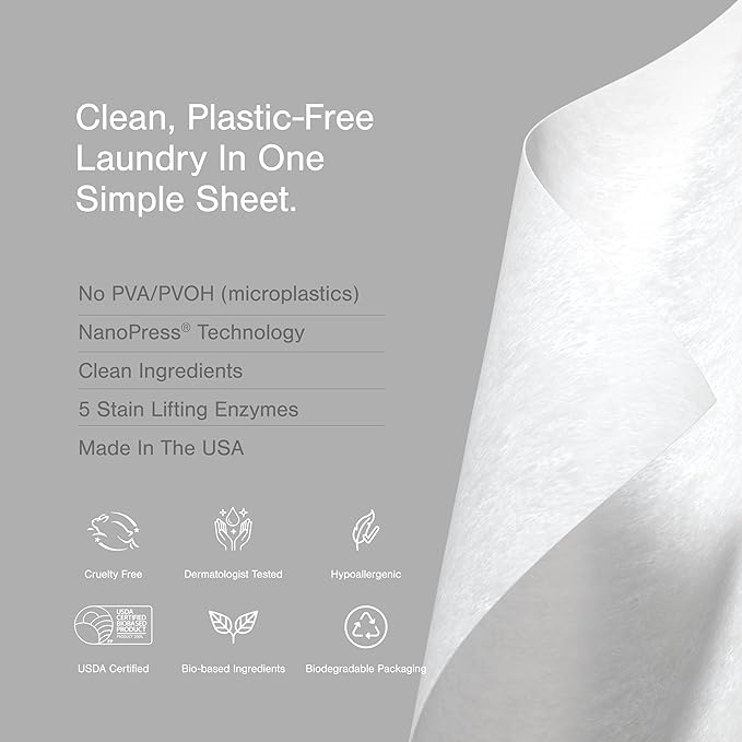 Proofed! Laundry Detergent Sheets, 96 Count, Clean Scent, The Only 100% Plastic-Free Sheet, No PVA or PVOH, Hypoallergenic, Bio-Based Ingredients, Made in USA, 3 Boxes