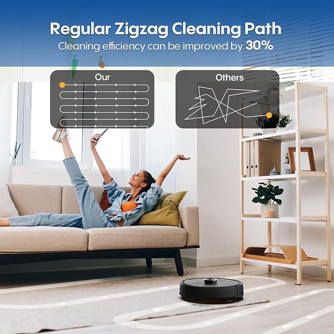 Robot Vacuum and Mop with Mapping, 5000Pa Robotic Vacuums with LiDAR Navigation, Wi-Fi/App/Alexa Control, Self-Recharging, No-Go Zones, Perfect for Pet, Hard Floors, Carpet
