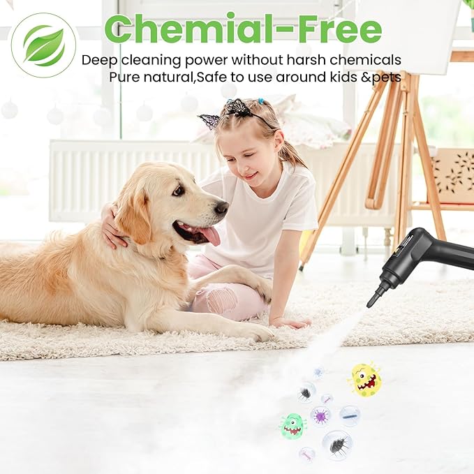 Handheld Steam Cleaner for Home, 2500W High Pressure Steam Cleaner for Car Detailing, 3 Steam Levels, 1600Ml Tank, High Heat Steamer for Bed Bugs, Couch, Furniture, Kitchen, Bathroom, Floors