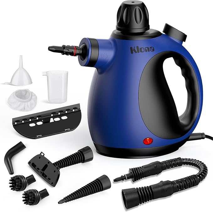KLONA Portable Steam Cleaner, Hand Held steamers for cleaning house, Home Multi Purpose - 10-Piece Accessory Kit for Sofa, Upholstery, Carpets