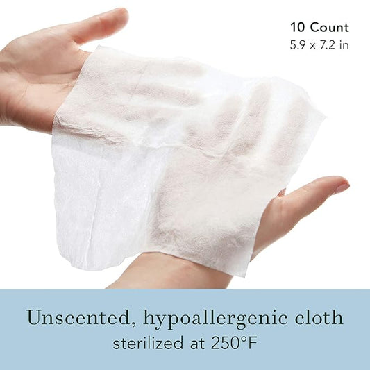 Rael Organic Cotton Wipes - Body Cloth, Individually Wrapped, All Skin Types (10 Count, Pack of 4)