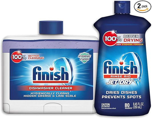 Finish Jet-Dry Rinse Aid, Dishwasher Rinse Agent & Drying Agent, 8.45 Fl Oz Dual Action Dishwasher Cleaner: Fight Grease & Limescale, Fresh, 8.45oz