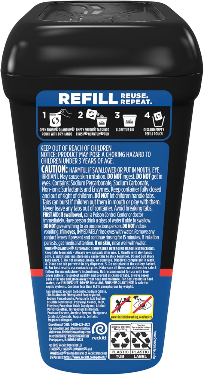 Finish Quantum Dishwasher Pods, No Pre-Rinse Dishwasher Detergent Soap Removes 24HR Dried-On Stain and Grease, Leaving a Virtually Spotless Shine, 48 Count