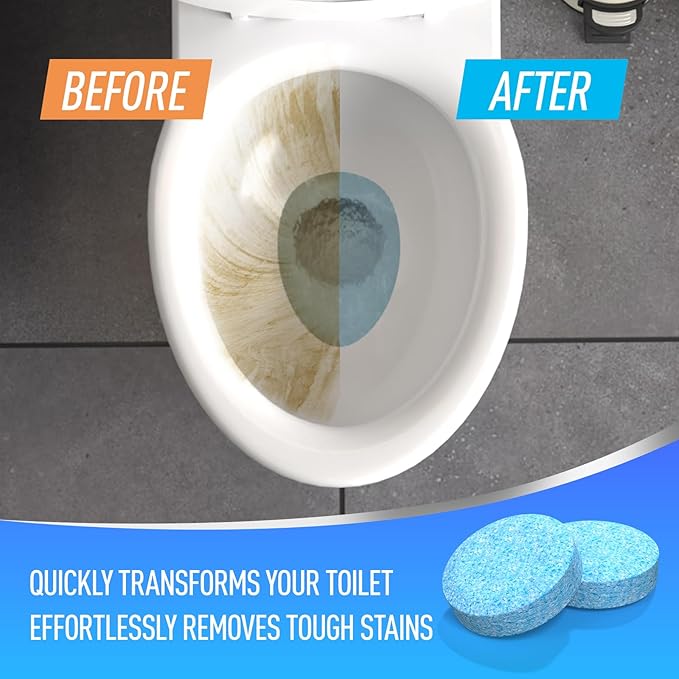 Toilet Bowl Cleaner Tablets 40 Pack, Long-Lasting Drop-in Tank Tablets with Sustained-Release Technology, Fight Tough Stains & Odors, Household & Commercial Use, Compatible with Most Toilets-Effective