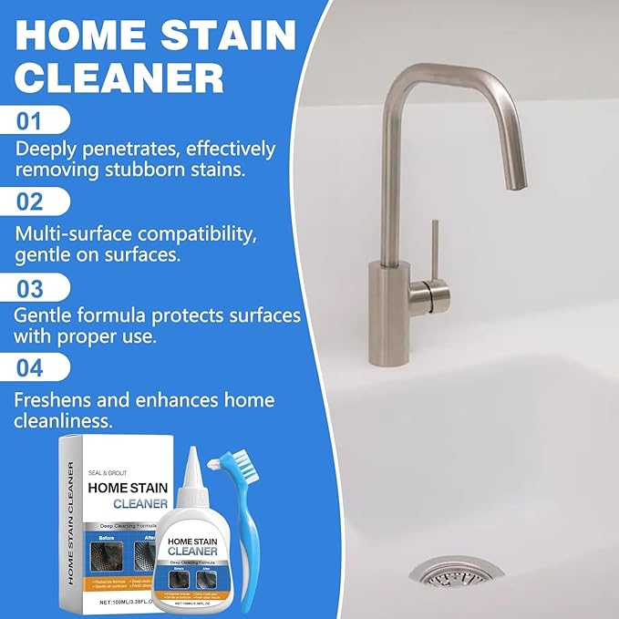 Home Stain Cleaner Gel 7oz, Deep Cleaning Gel with Brush for Tile Grout, Washing Machine Seals, Fridge Rubber, Wall & Shower Stains, Household Cleaning Solution for Bathroom (2)
