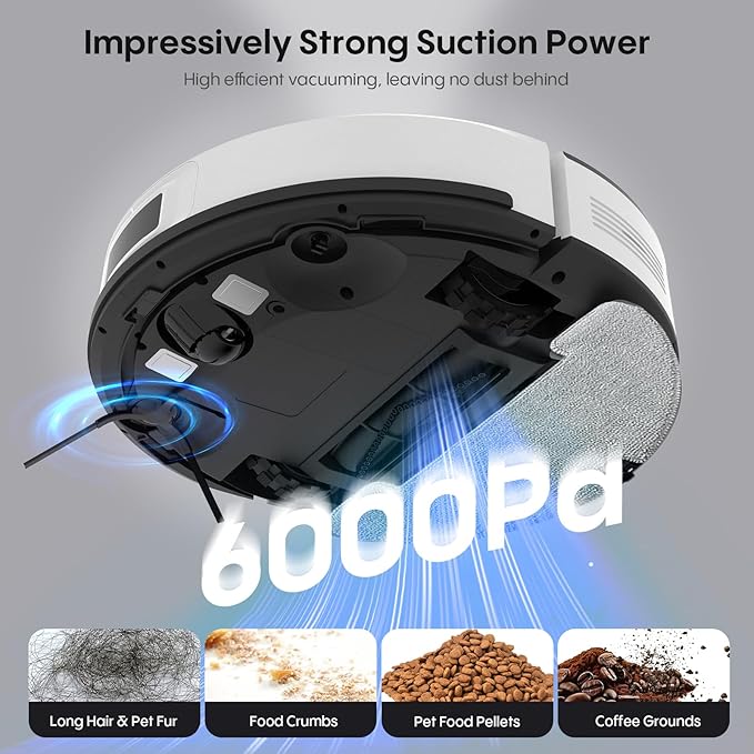 Robot Vacuum and Mop, Robotic Vacuum with Mapping, Self-Emptying Station for 90 Days Hands-Free Cleaning, LiDAR Navigation, No-Go Zones, Wi-Fi/App/Alexa Voice Control, for Carpets and Hard Floors