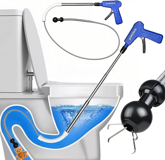 Toilet Drain Cleaner & Drain Snake - Toilet Drainage, Equipped with Flexible Grabbing Claw, Special Tool for Quick Cleaning, Reusable Bathroom Drain Cleaner, Prevents Damage to Inner Walls