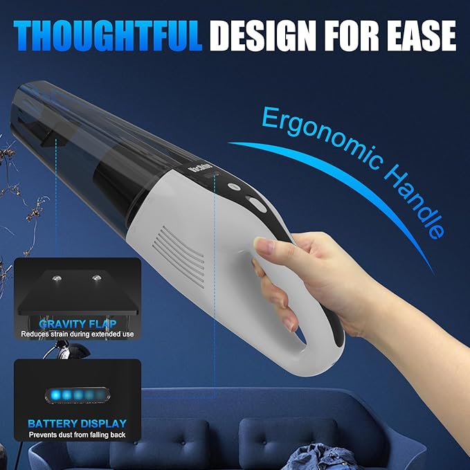 Car Handheld Vacuum Cordless Car Vacuum Cleaner for Drivers, Office, Home & Pet Hair, with True Brushless Motor, Ultra-Strong Suction, Large Battery & Big Dust Cup, Type-C Fast Charging