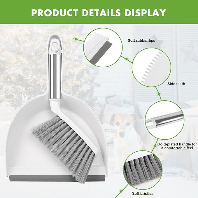 Small Broom and Dustpan Set, Dustpan and Brush Set, Small Brush and Dustpan Set, Hand Broom and Dustpan Set, Mini Handheld with Home, Desktop, Kitchen, pet