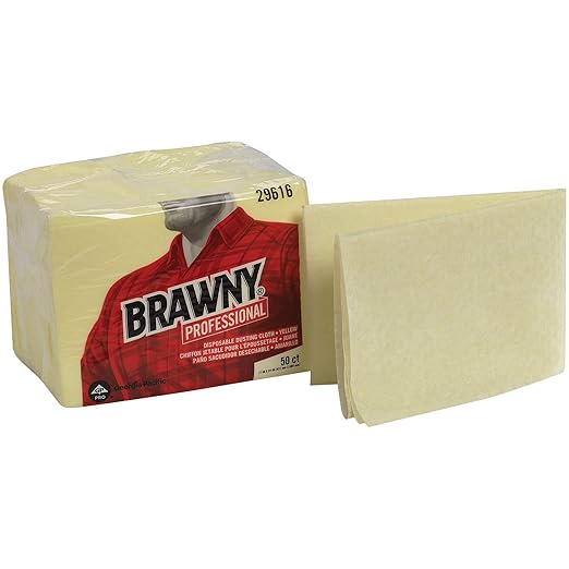 Georgia-Pacific Brawny Yellow 1/8 Fold Disposable Dusting Cloth by GP PRO, 24" Length x 17" Width, 29616 (Case of 4 Packs, 50 Cloths per Pack)
