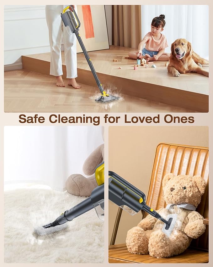 LABIGO 10-in-1 Steam Mop with Detachable Handheld Steamer, 350ml Tank, 10s Heat-Up, 248°F Steam Cleaner, 2-Level Control and Swivel Head for Floors, Carpets, Tiles, BBQ grill and Multi-Surface