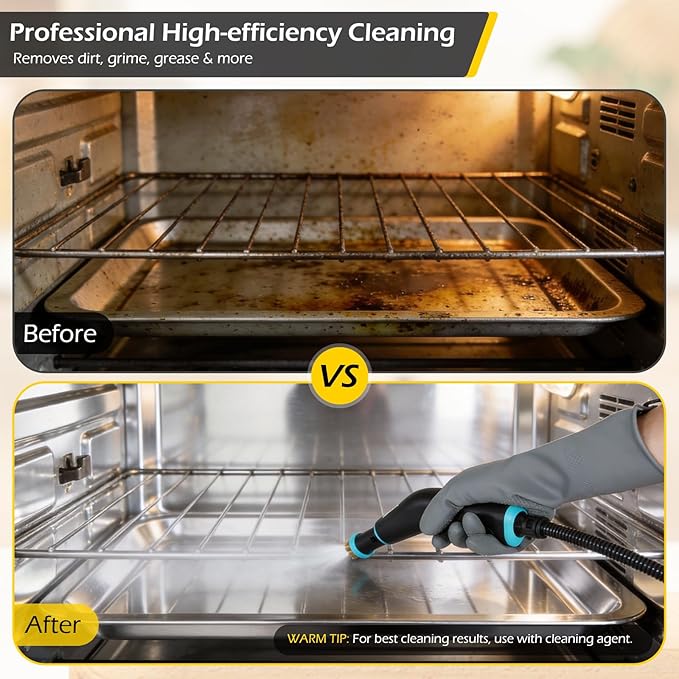 Dyna-Living Steam Cleaner 1500W Engine Steam Cleaner Handheld High Pressure Steam Cleaner for Cleaning, Car Steamer with 42.2 oz Tank, Portable Steamer for Car Detailing, Floor, Carpets, Tile