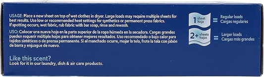 Clorox Fraganzia Dryer Sheets in Ocean Scent, 105 Count | Wrinkle-Reducing Fabric Softener Sheets | Best Laundry Dryer Sheets with Long-Lasting Ocean Scent