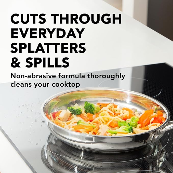Weiman Daily Cooktop Cleaner with Microfiber Cloth Included for Glass Ceramic and Induction Cook Tops, 22oz