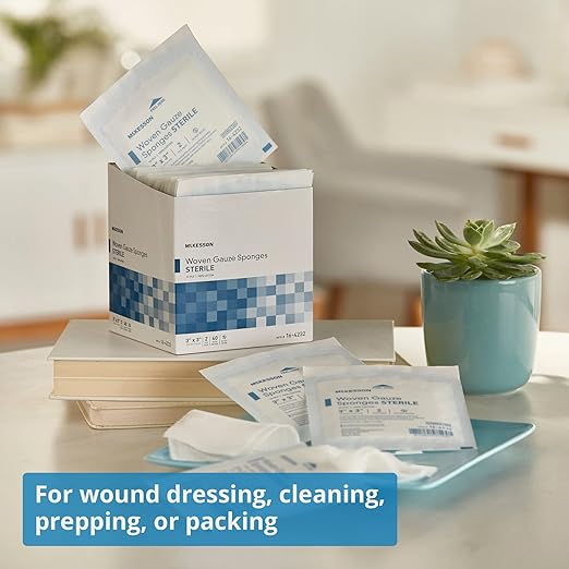 McKesson Woven Gauze Sponges, Sterile, 12-Ply, 100% Cotton, 3 in x 3 in, 40 per Pack, 1 Pack