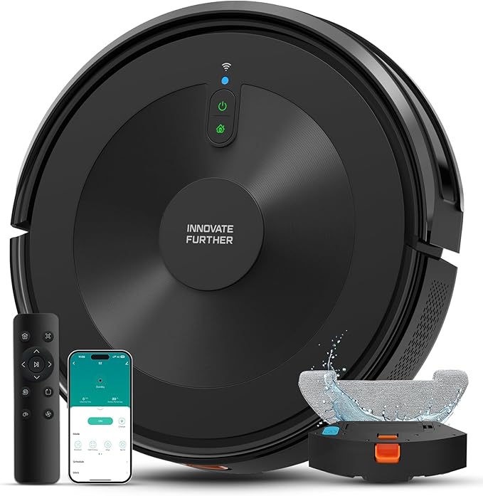 Robot Vacuum and Mop:5000Pa 3-in-1 Robotic Vacuum with Intelligent Navigation, Alexa & APP Control, Schedule Cleaning, Robotic Vacuum Cleaner Ideal for Pet Hair, Hard Floor, Carpet, Slim and Quiet