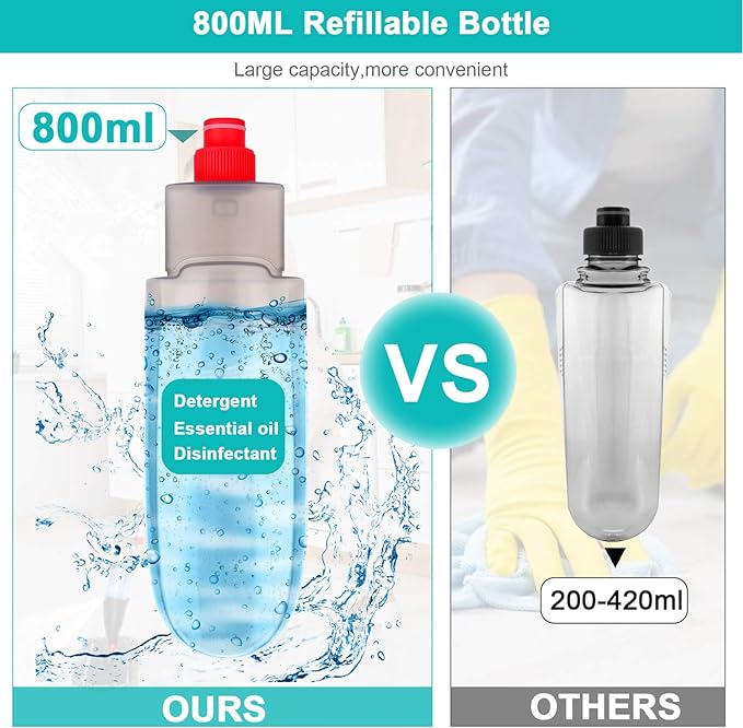 Spray Mop for Floor Cleaning with 3pcs Washable Pads - Wet Dry Microfiber Mop with 800 ml Refillable Bottle for Kitchen Wood Floor Hardwood Laminate Ceramic Tiles Dust Cleaning
