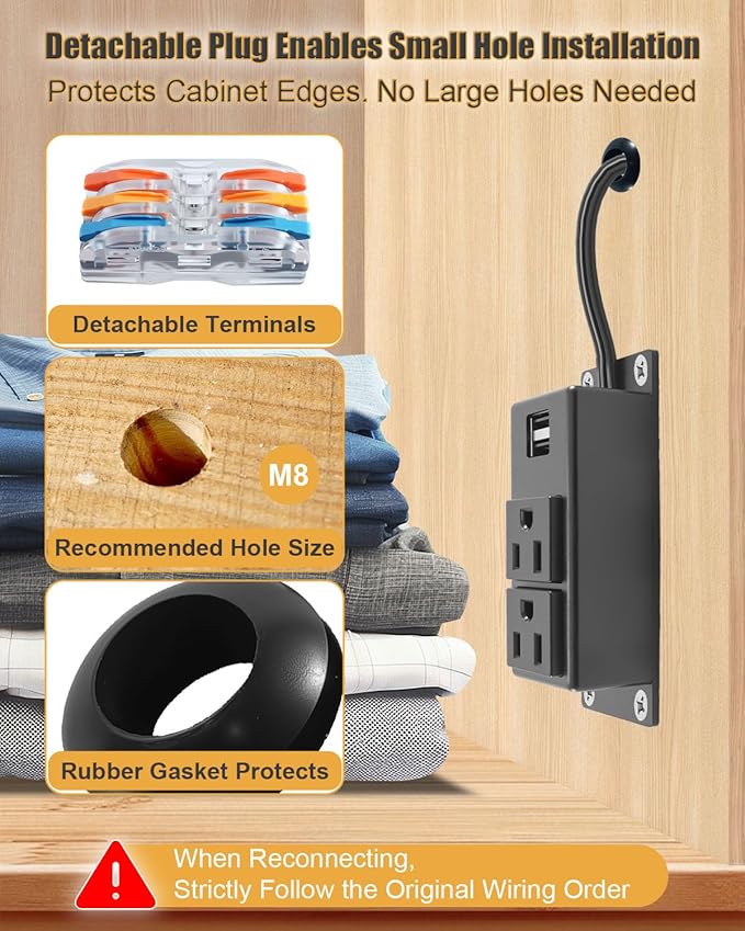 Gun Safe Dehumidifier Rod with Power Outlet Kit – High-Heat Moisture Control, 2 AC and 2 USB Ports, Slim Aluminum Heater Rod for Gun Safes Cabinets Closets, 12 inch