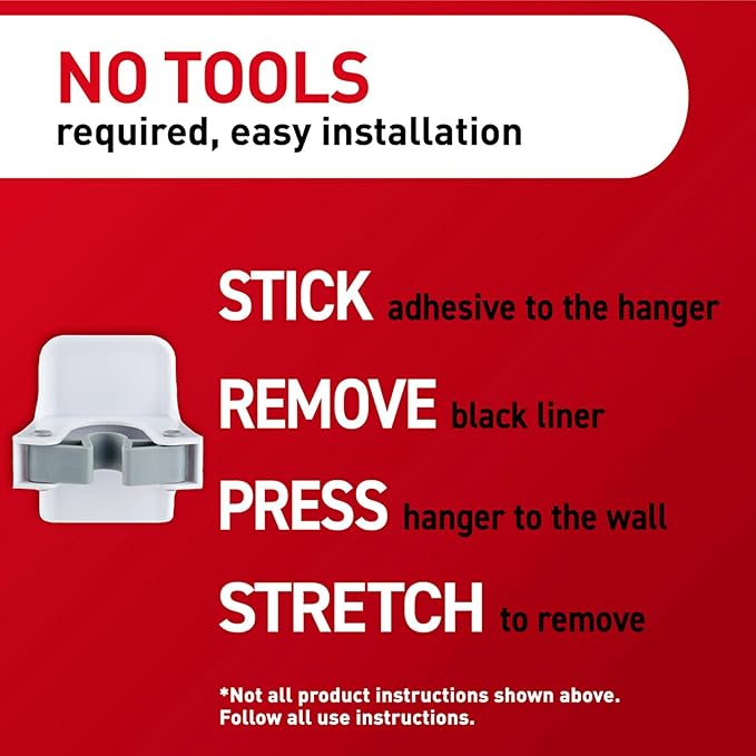 Command Broom Grippers, 2 Hangers and 4 Strips, Damage-Free Mop and Broom Holder Wall Mount, Household Cleaning Tool Organizer for Kitchen, Laundry Room, Closet, Holds up to 4 lb